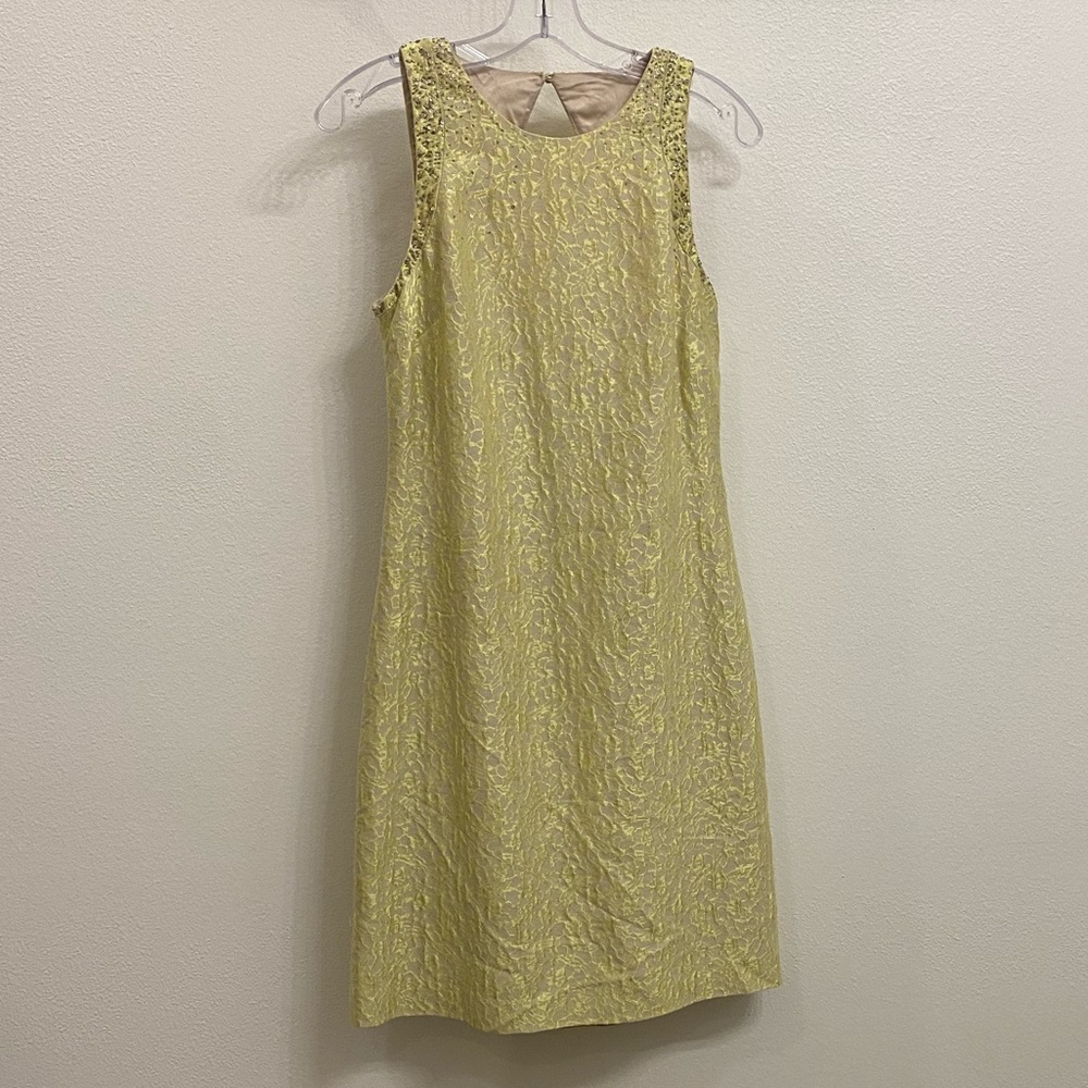 Kay Unger Yellow Lime Sheath Dress NWOT